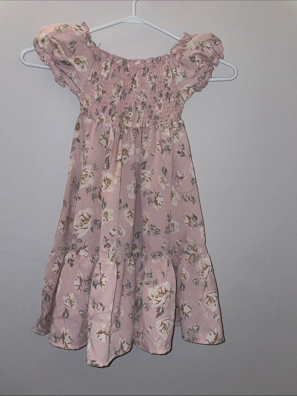 Girls' Floral Pink Smocked Sundress